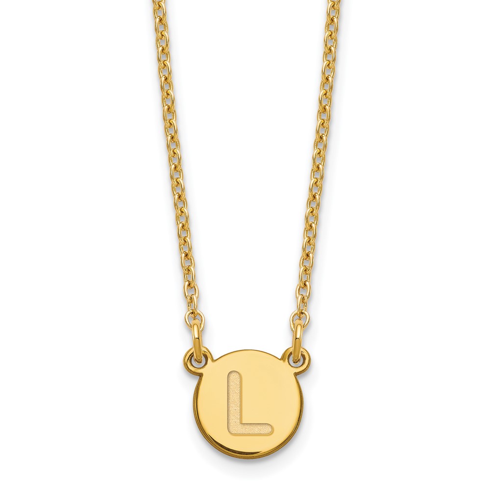 Sterling Silver Gold-plated Tiny Circle Block Letter L Initial Necklace