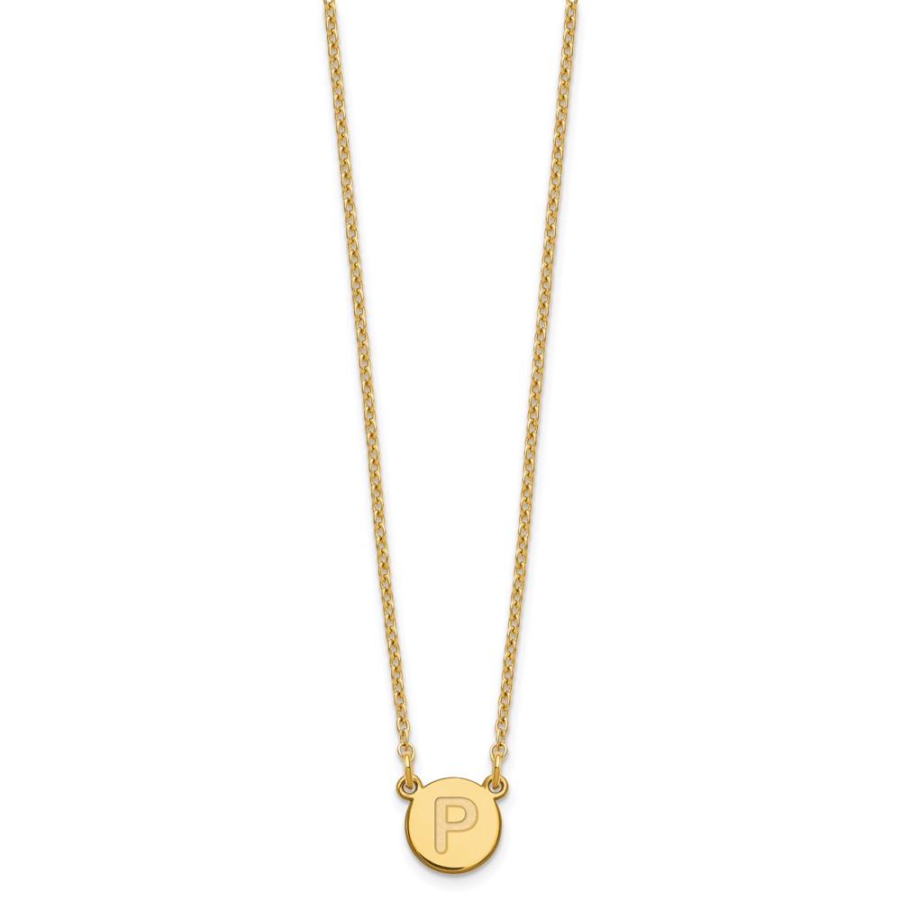 Sterling Silver Gold-plated Tiny Circle Block Letter P Initial Necklace (XNA722GP/P)
