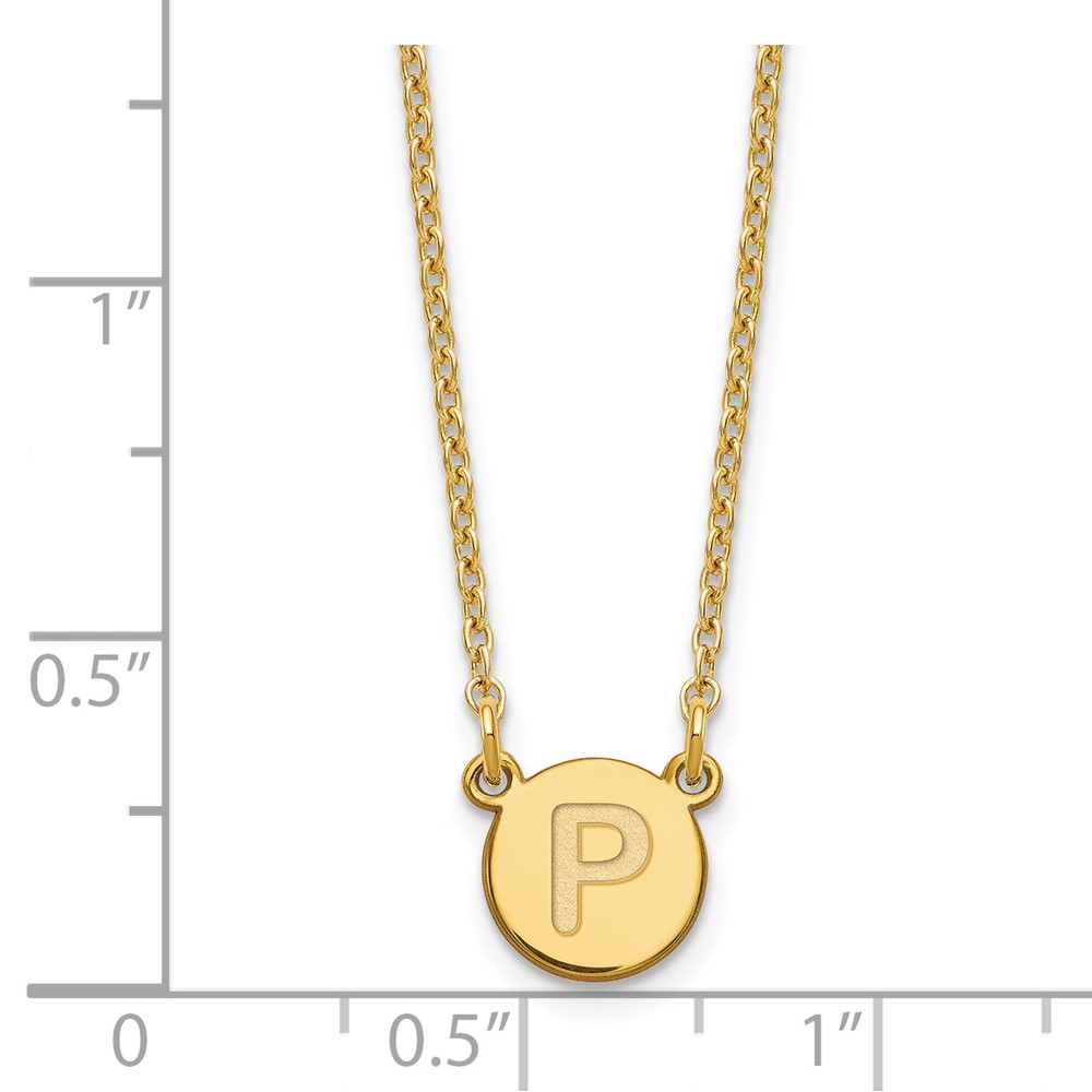 Sterling Silver Gold-plated Tiny Circle Block Letter P Initial Necklace (XNA722GP/P)