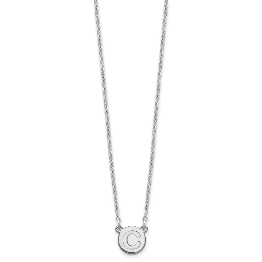 Sterling Silver Rhodium-plated Tiny Circle Block Letter C Initial Necklace (XNA722SS/C)
