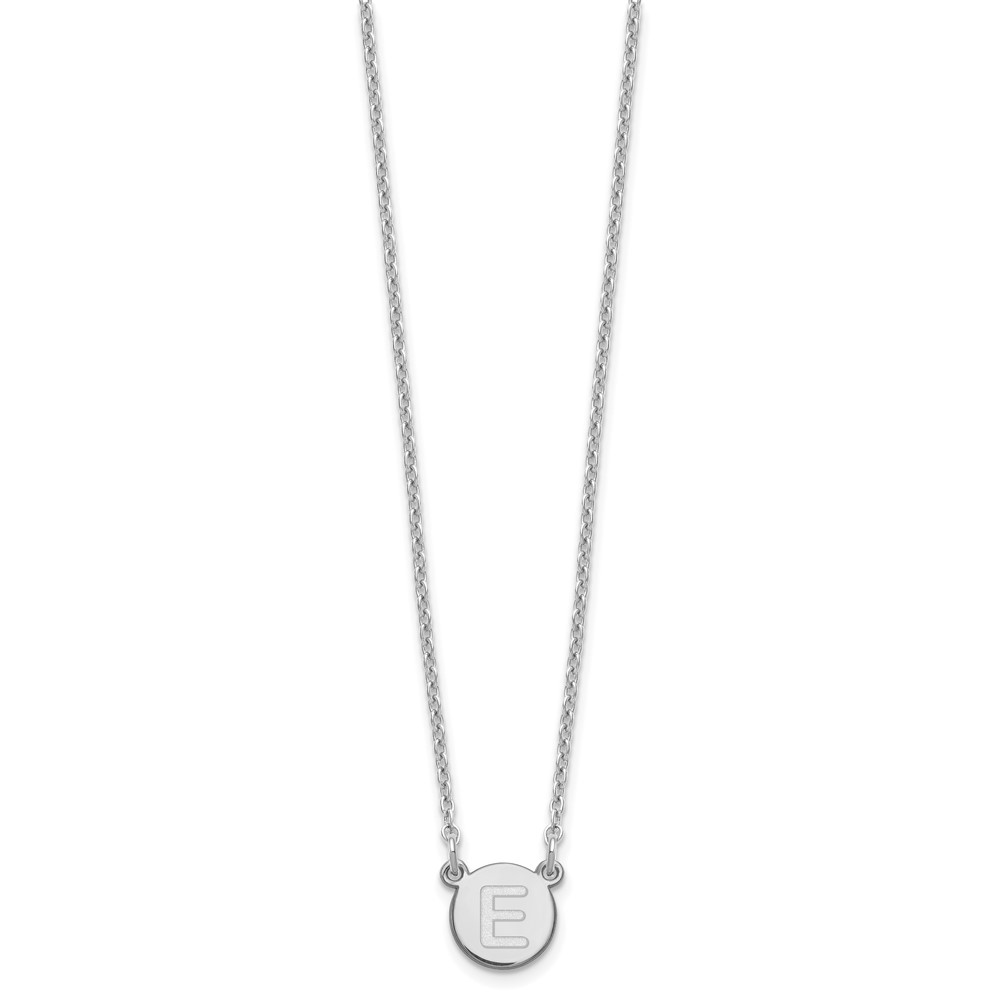 Sterling Silver Rhodium-plated Tiny Circle Block Letter E Initial Necklace (XNA722SS/E)