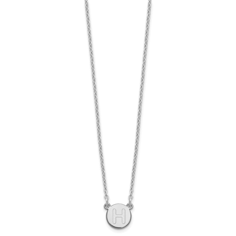 Sterling Silver Rhodium-plated Tiny Circle Block Letter H Initial Necklace (XNA722SS/H)