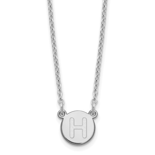 Sterling Silver Rhodium-plated Tiny Circle Block Letter H Initial Necklace