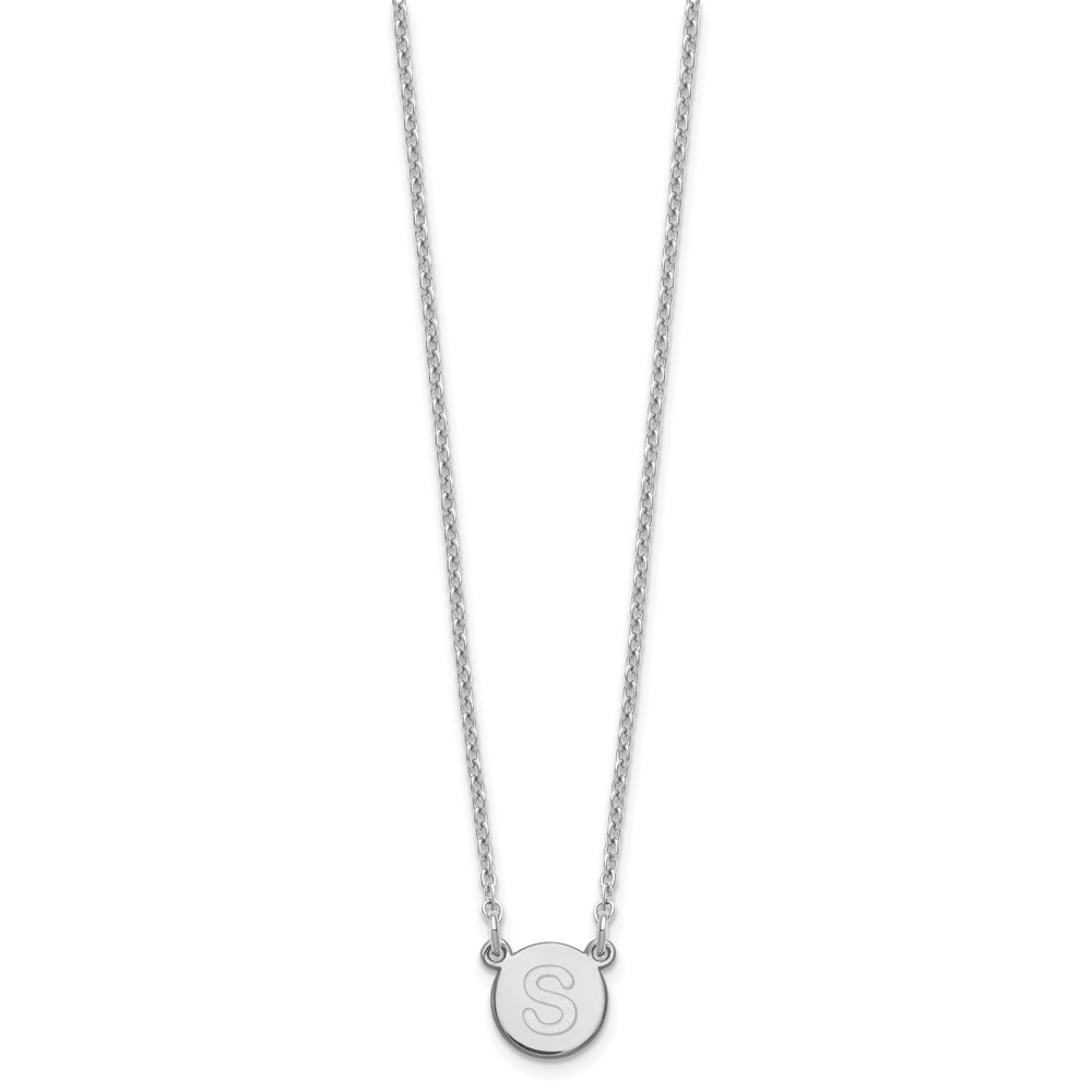 Sterling Silver Rhodium-plated Tiny Circle Block Letter S Initial Necklace (XNA722SS/S)