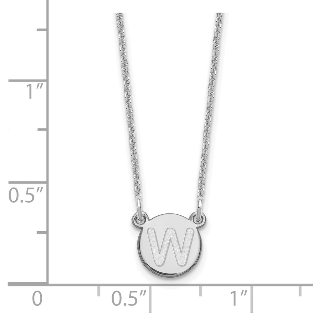 Sterling Silver Rhodium-plated Tiny Circle Block Letter W Initial Necklace (XNA722SS/W)