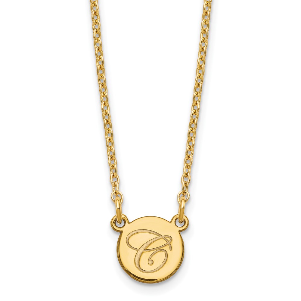 Sterling Silver Gold-plated Small Circle Necklace with Script Initial