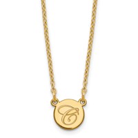 Sterling Silver Gold-plated Small Circle Necklace with Script Initial view 1