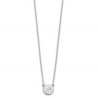 SS Rhodium-plated Small Circle with Script Initial Necklace view 2
