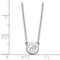 SS Rhodium-plated Small Circle with Script Initial Necklace view 3