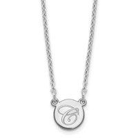 SS Rhodium-plated Small Circle with Script Initial Necklace view 1