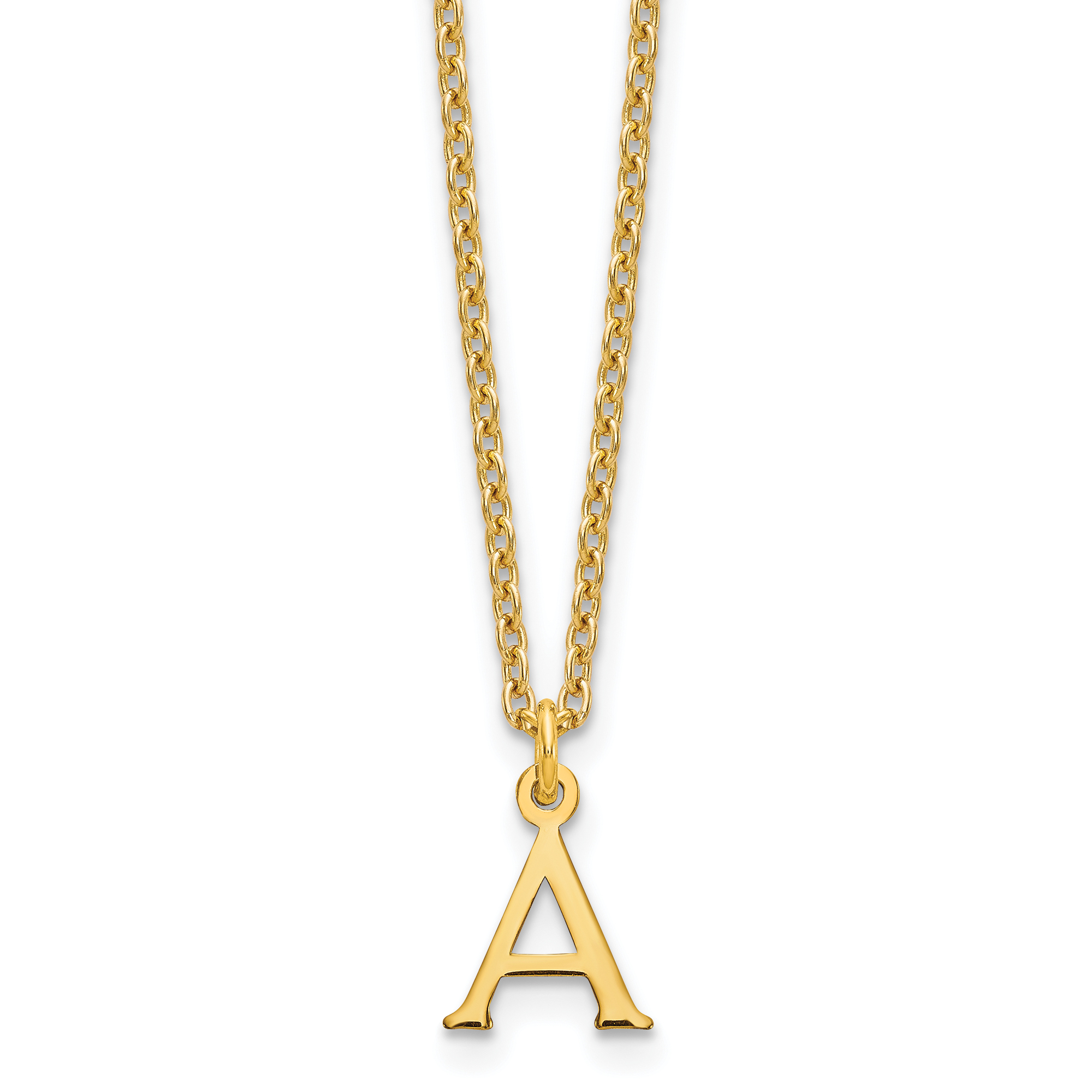Sterling Silver Gold-plated Cutout Letter A Initial Necklace (XNA727GP/A)