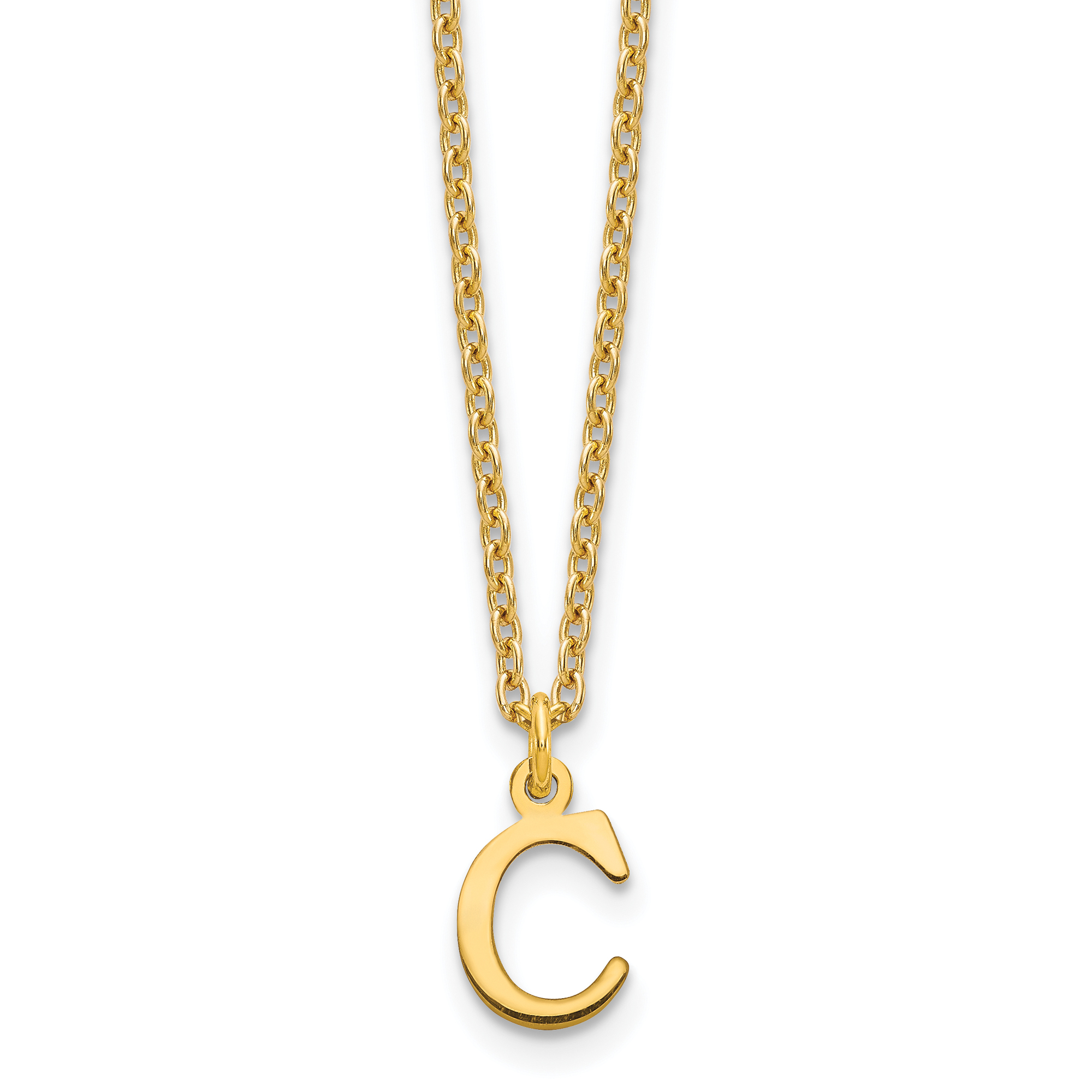 Sterling Silver Gold-plated Cutout Letter C Initial Necklace (XNA727GP/C)
