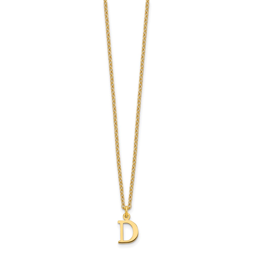 Sterling Silver Gold-plated Cutout Letter D Initial Necklace (XNA727GP/D)