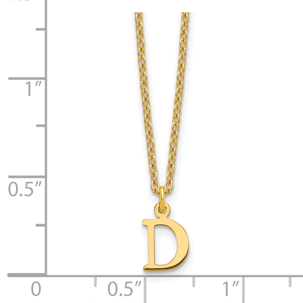 Sterling Silver Gold-plated Cutout Letter D Initial Necklace (XNA727GP/D)
