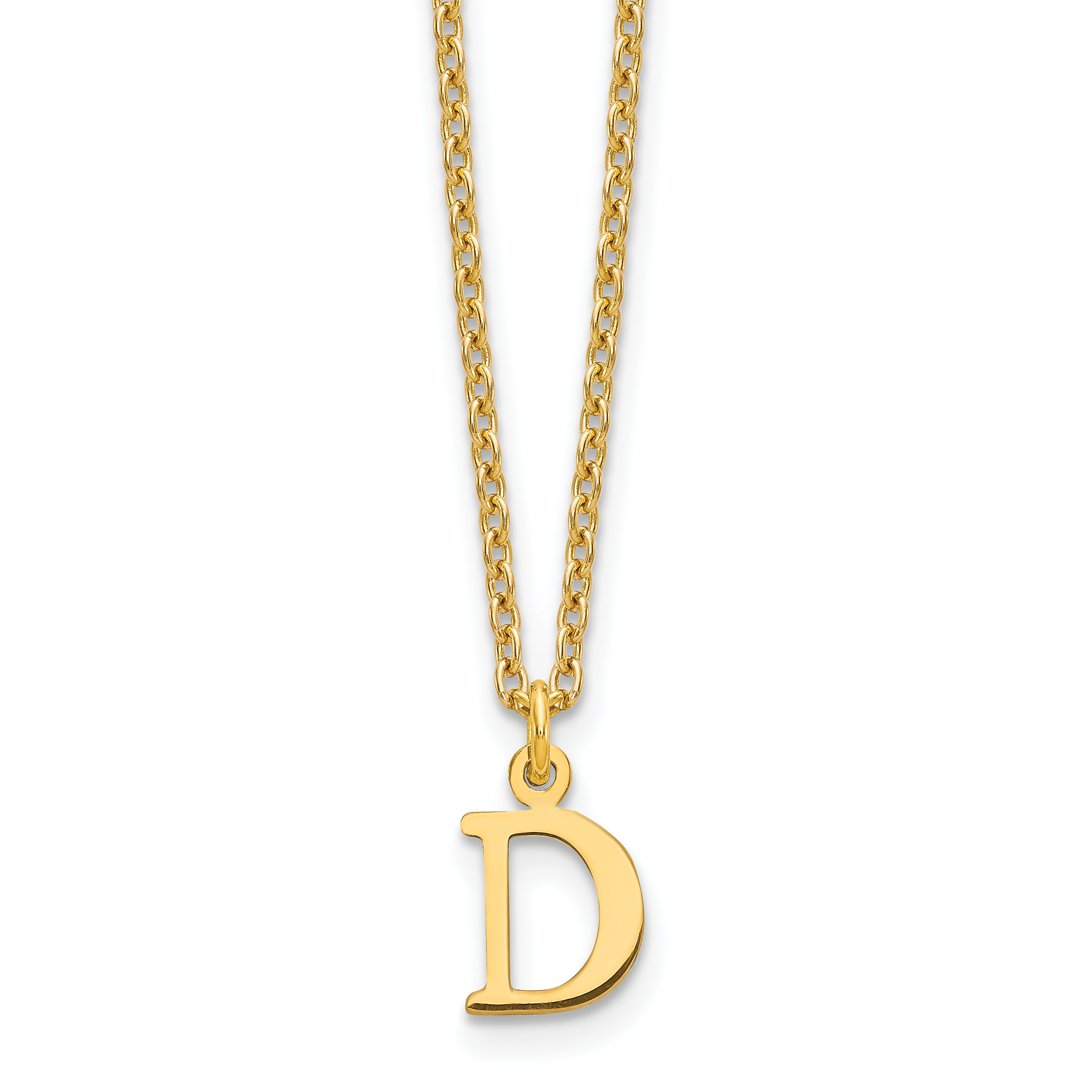 Sterling Silver Gold-plated Cutout Letter D Initial Necklace (XNA727GP/D)