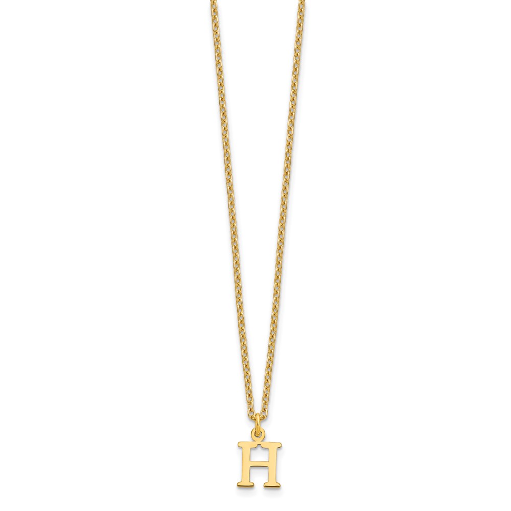 Sterling Silver Gold-plated Cutout Letter H Initial Necklace (XNA727GP/H)
