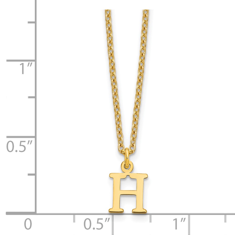 Sterling Silver Gold-plated Cutout Letter H Initial Necklace (XNA727GP/H)
