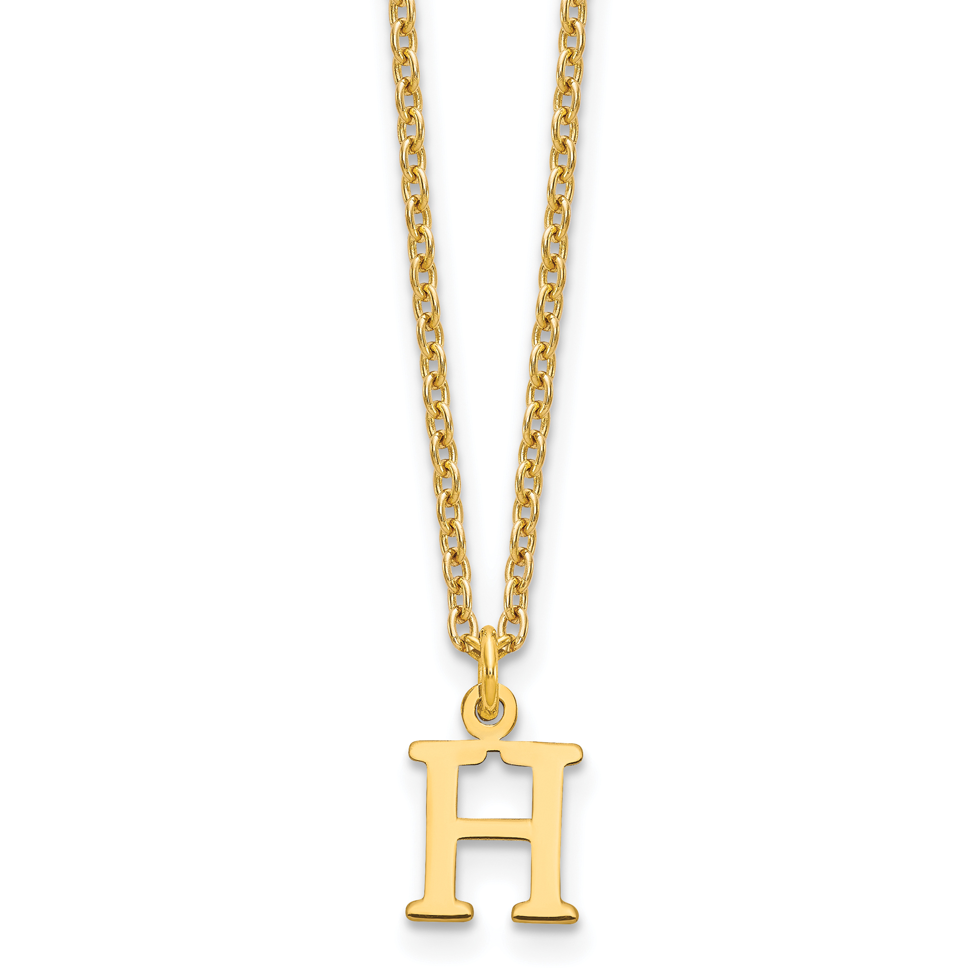 Sterling Silver Gold-plated Cutout Letter H Initial Necklace (XNA727GP/H)