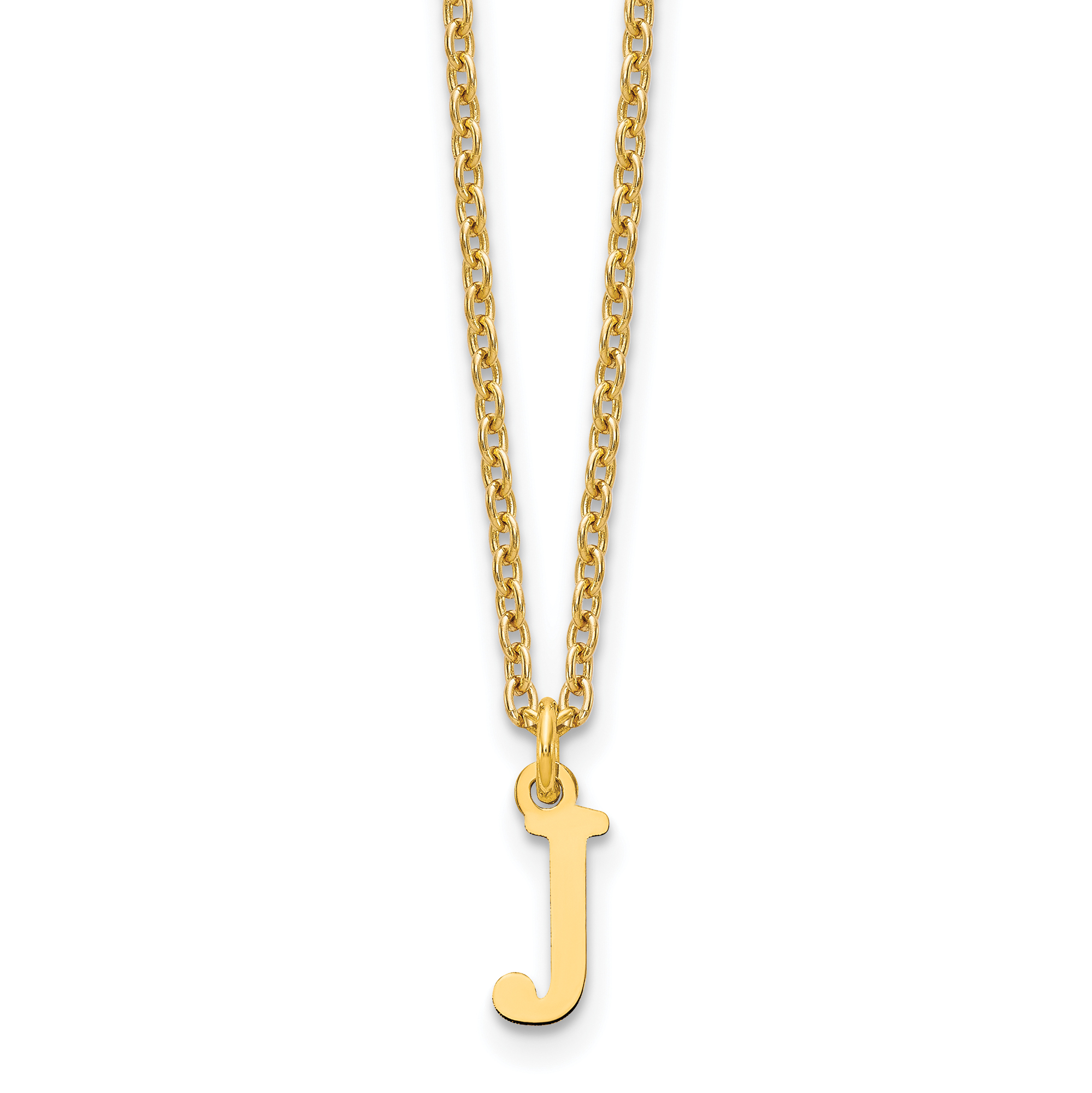 Sterling Silver Gold-plated Cutout Letter J Initial Necklace (XNA727GP/J)