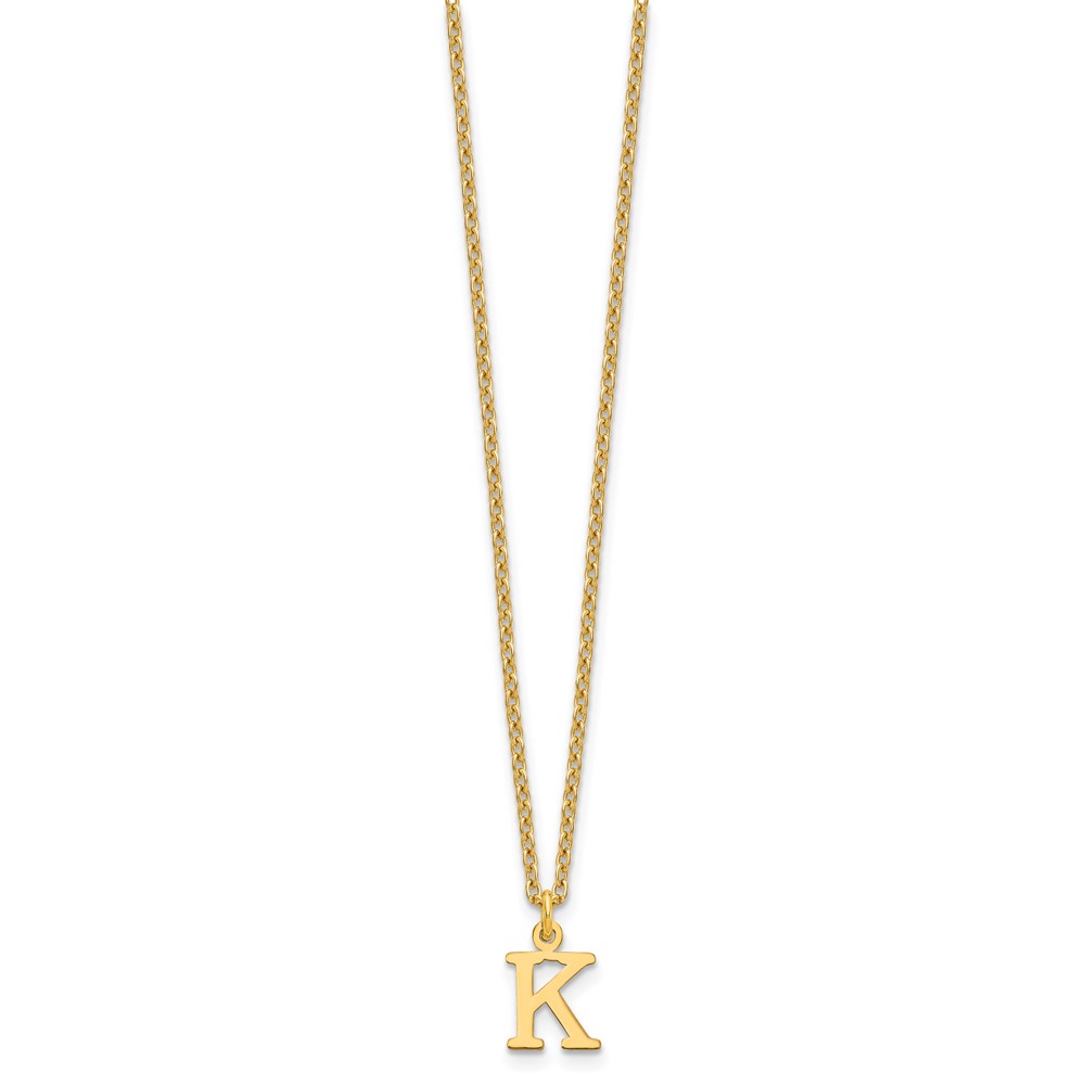 Sterling Silver Gold-plated Cutout Letter K Initial Necklace (XNA727GP/K)