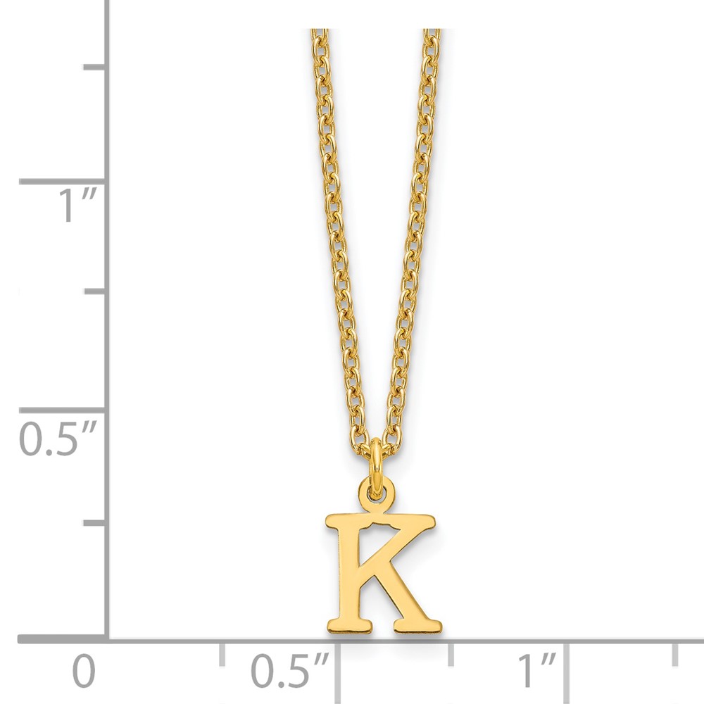 Sterling Silver Gold-plated Cutout Letter K Initial Necklace (XNA727GP/K)