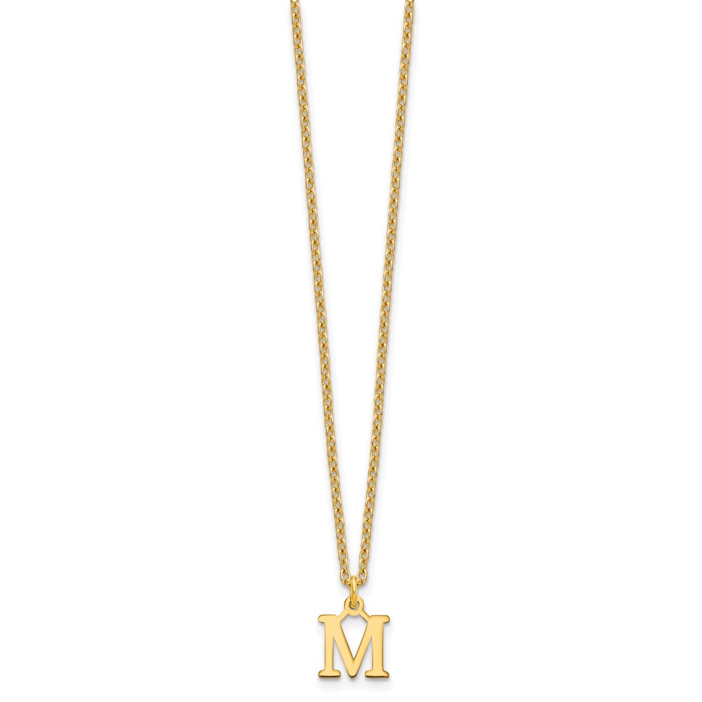 Sterling Silver Gold-plated Cutout Letter M Initial Necklace (XNA727GP/M)