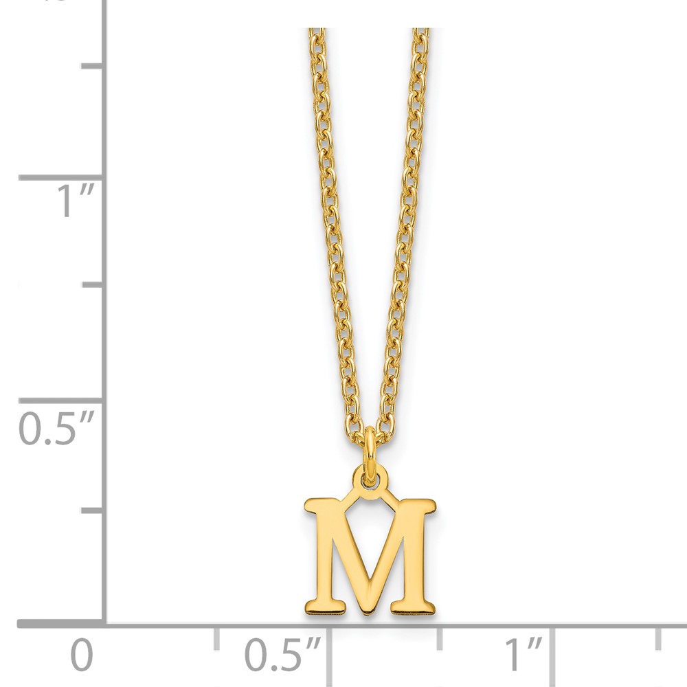Sterling Silver Gold-plated Cutout Letter M Initial Necklace (XNA727GP/M)