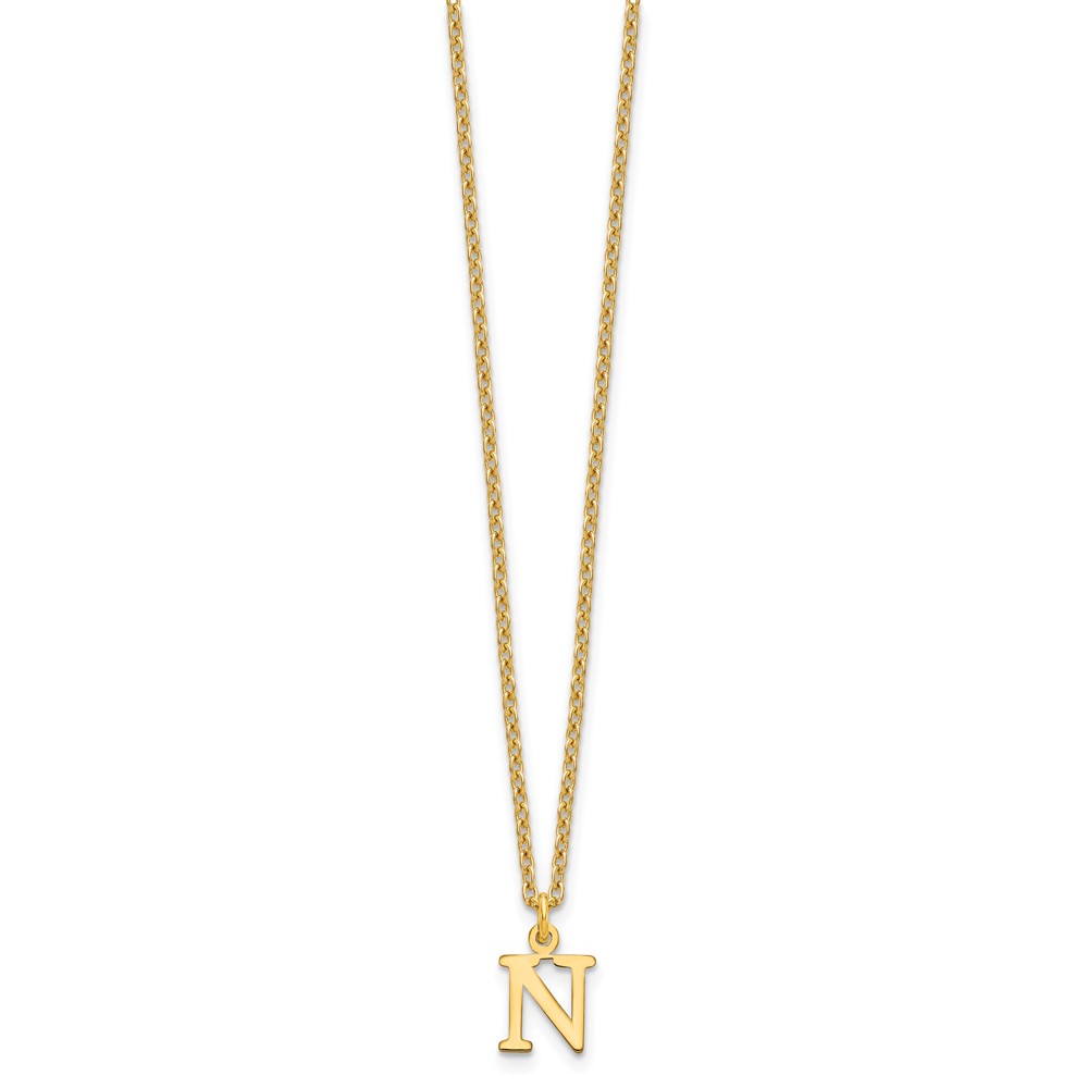 Sterling Silver Gold-plated Cutout Letter N Initial Necklace (XNA727GP/N)