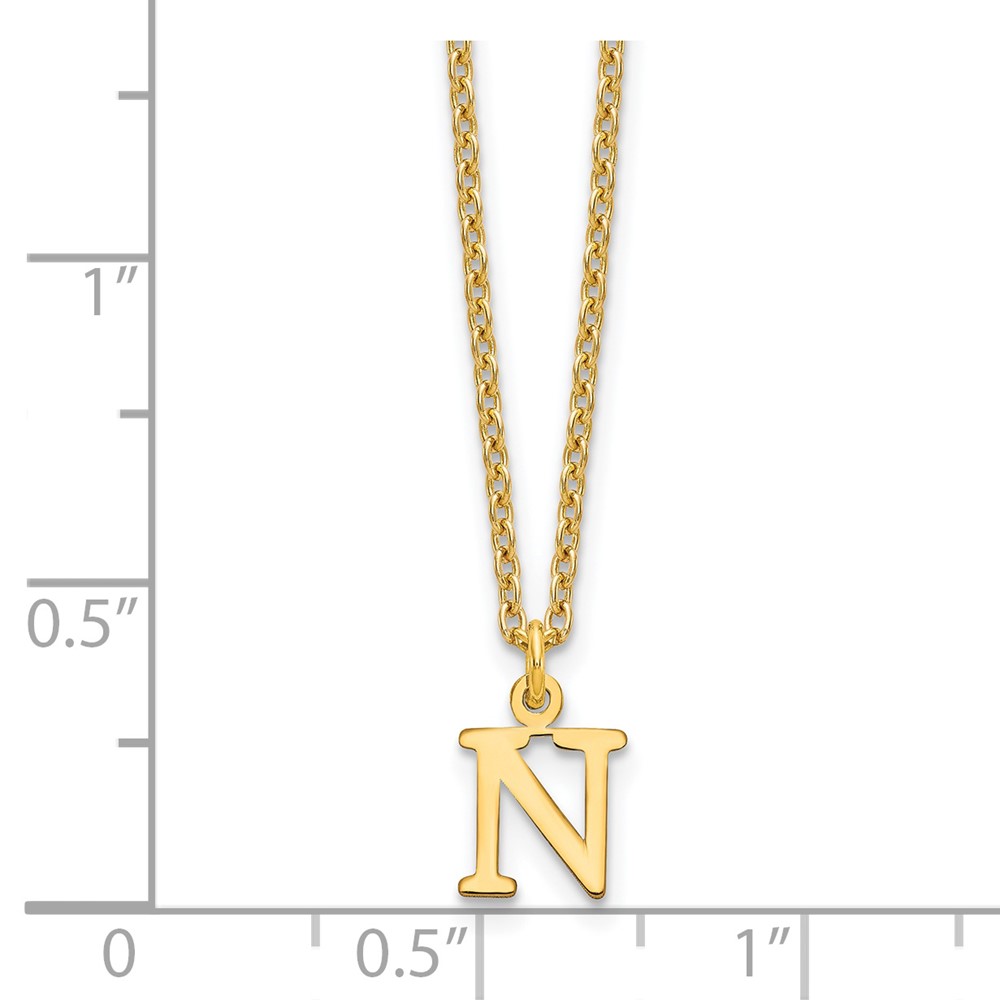 Sterling Silver Gold-plated Cutout Letter N Initial Necklace (XNA727GP/N)