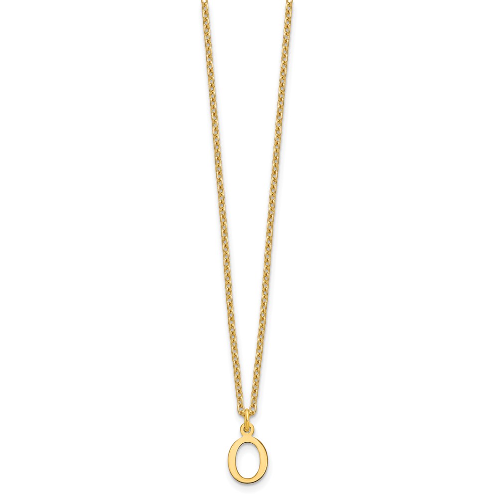 Sterling Silver Gold-plated Cutout Letter O Initial Necklace (XNA727GP/O)