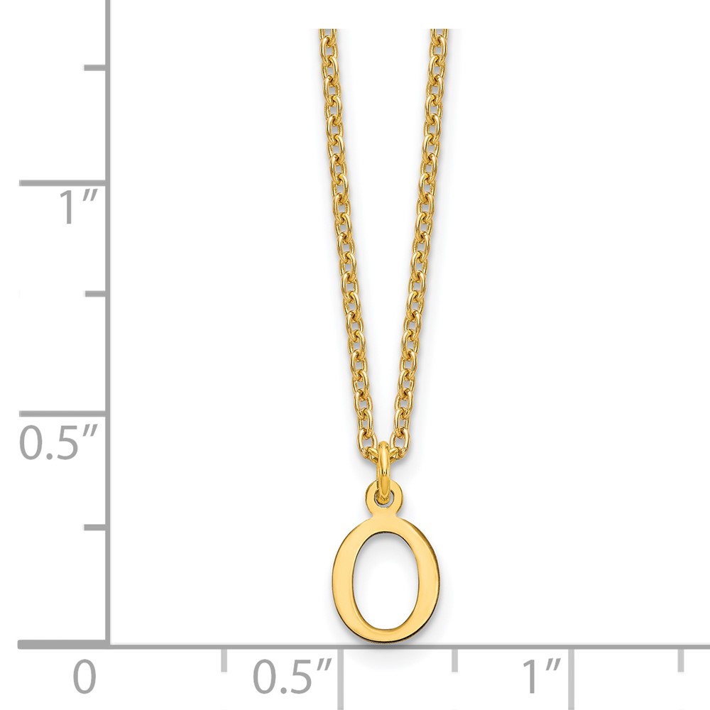 Sterling Silver Gold-plated Cutout Letter O Initial Necklace (XNA727GP/O)