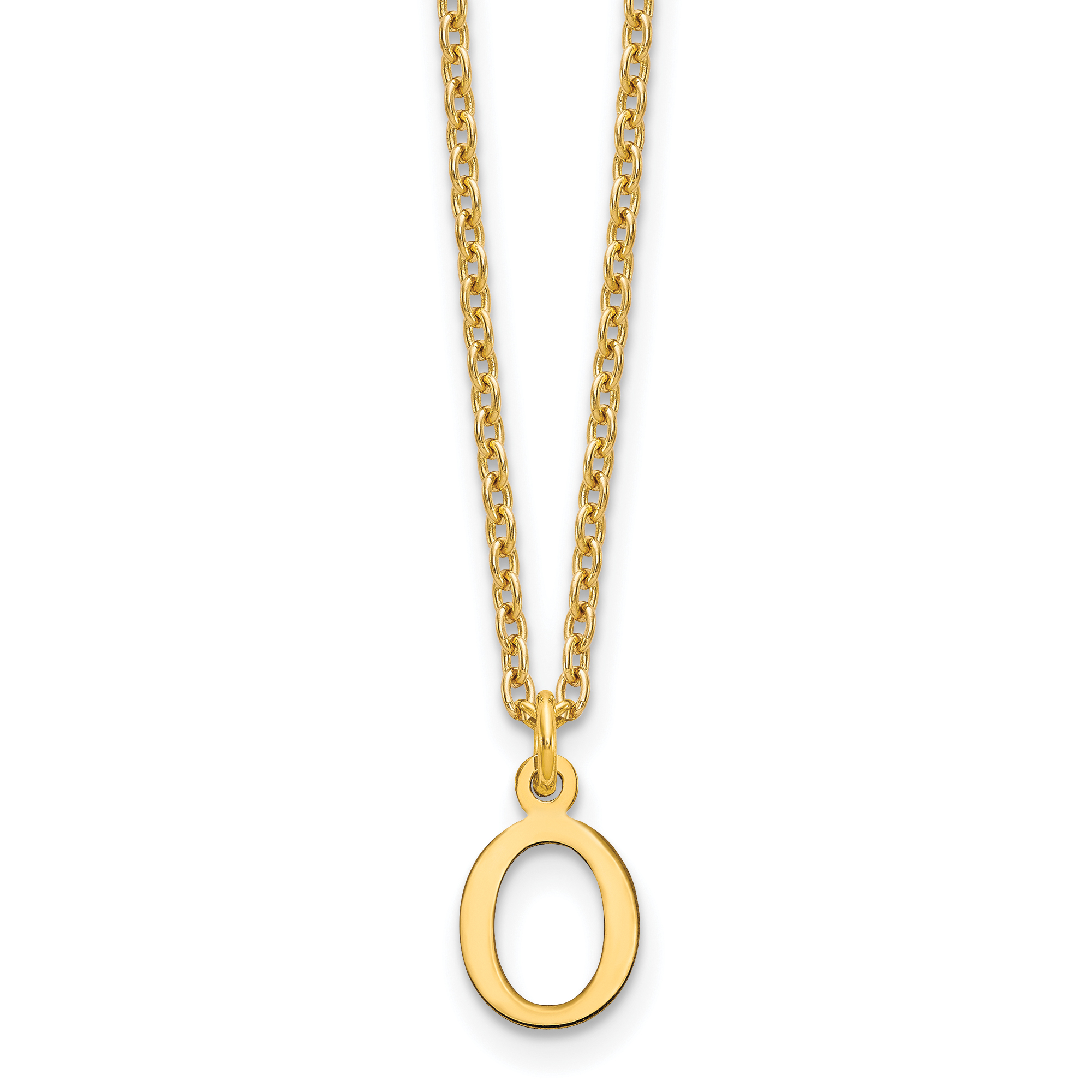 Sterling Silver Gold-plated Cutout Letter O Initial Necklace (XNA727GP/O)