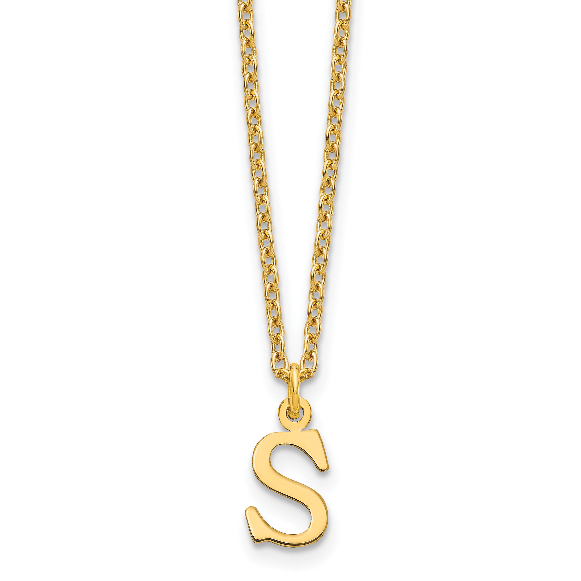 Sterling Silver Gold-plated Cutout Letter S Initial Necklace (XNA727GP/S)