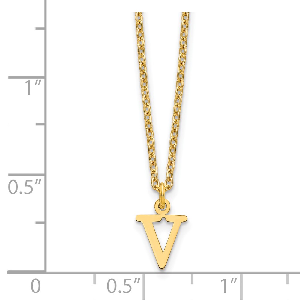 Sterling Silver Gold-plated Cutout Letter V Initial Necklace (XNA727GP/V)