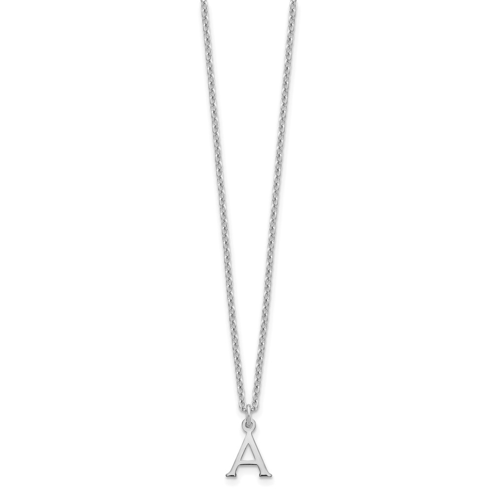 Sterling Silver Rhodium-plated Cutout Letter A Initial Necklace (XNA727SS/A)