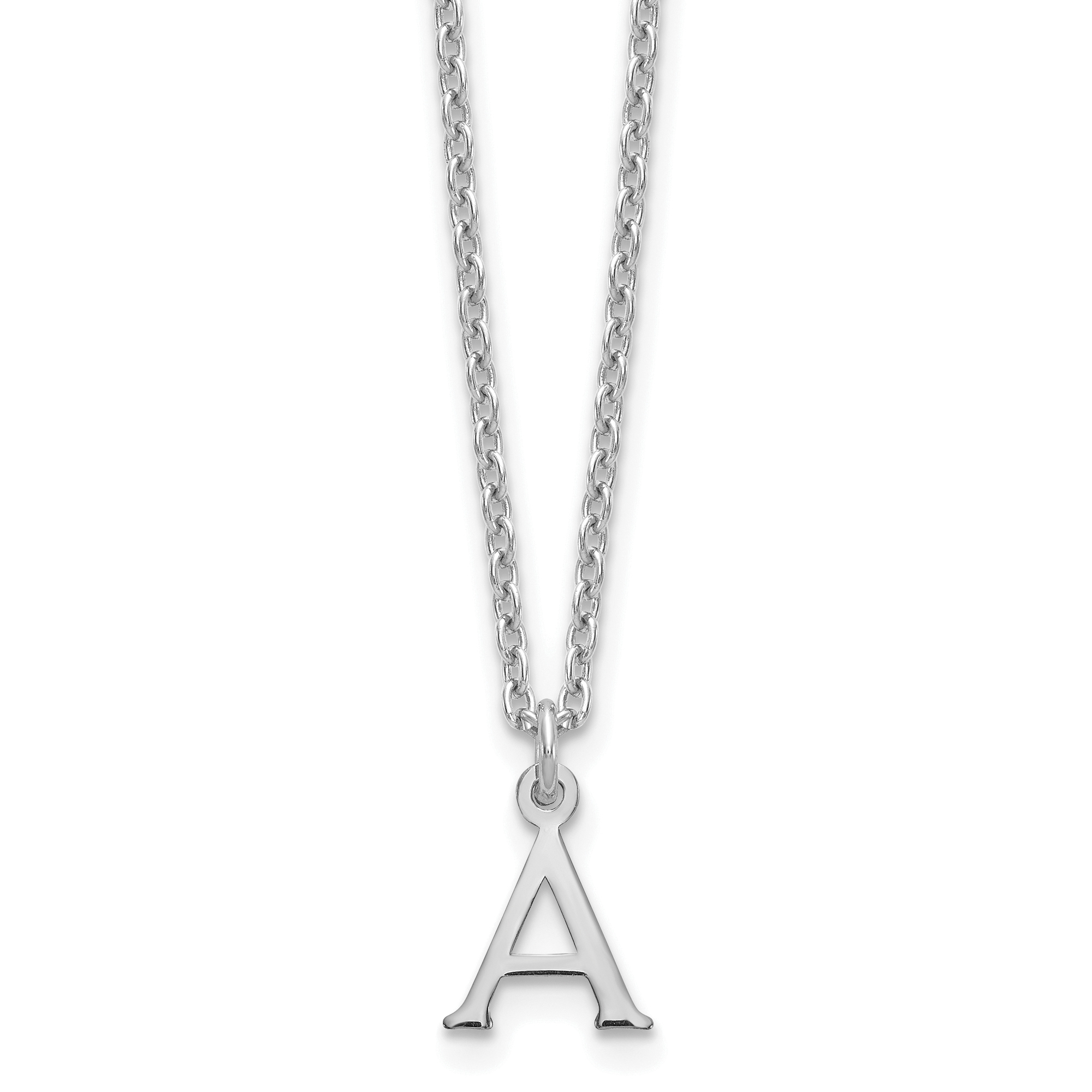 Sterling Silver Rhodium-plated Cutout Letter A Initial Necklace (XNA727SS/A)