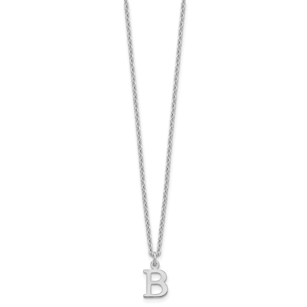 Sterling Silver Rhodium-plated Cutout Letter B Initial Necklace (XNA727SS/B)