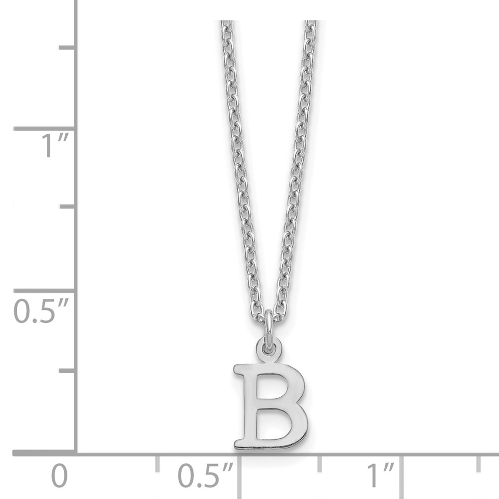 Sterling Silver Rhodium-plated Cutout Letter B Initial Necklace (XNA727SS/B)