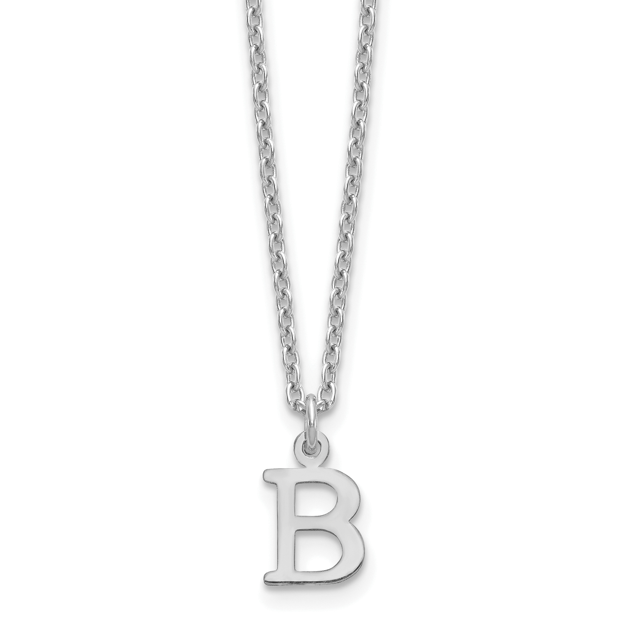 Sterling Silver Rhodium-plated Cutout Letter B Initial Necklace (XNA727SS/B)