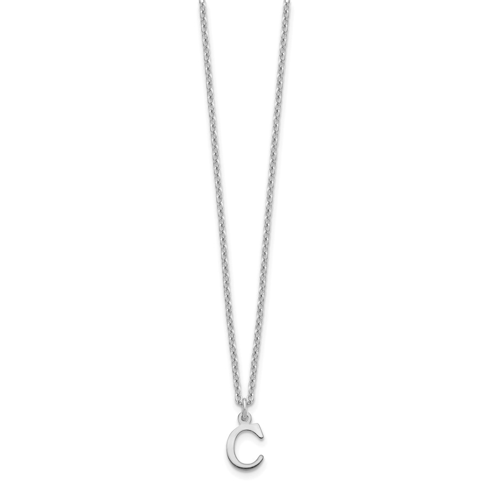 Sterling Silver Rhodium-plated Cutout Letter C Initial Necklace (XNA727SS/C)