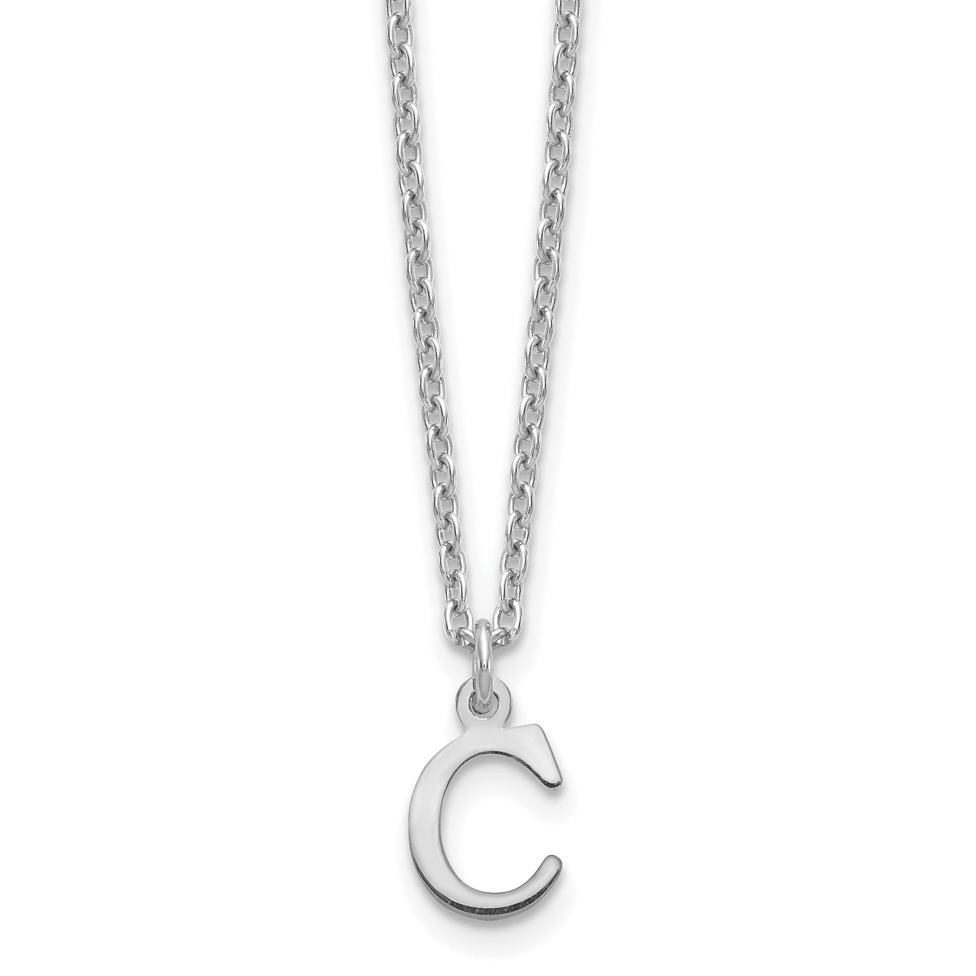 Sterling Silver Rhodium-plated Cutout Letter C Initial Necklace (XNA727SS/C)