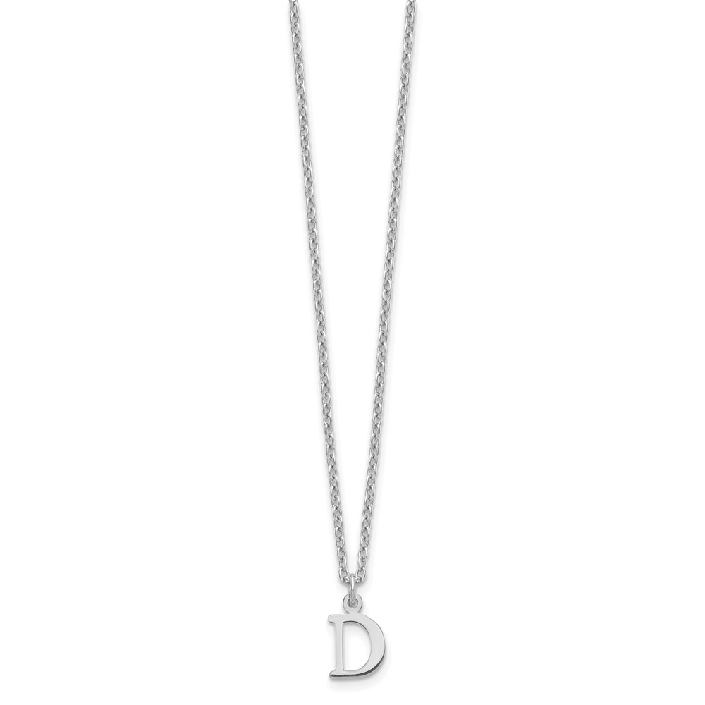 Sterling Silver Rhodium-plated Cutout Letter D Initial Necklace (XNA727SS/D)