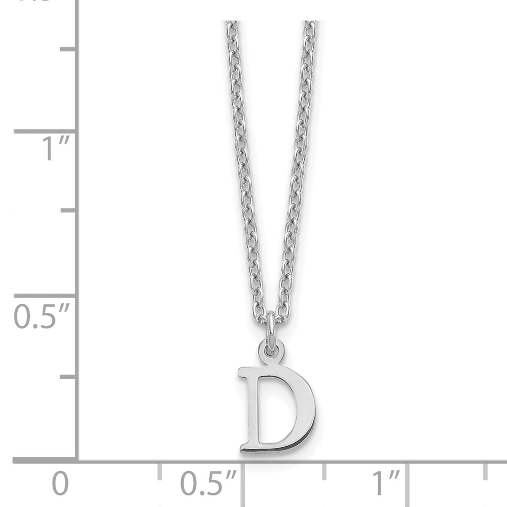 Sterling Silver Rhodium-plated Cutout Letter D Initial Necklace (XNA727SS/D)