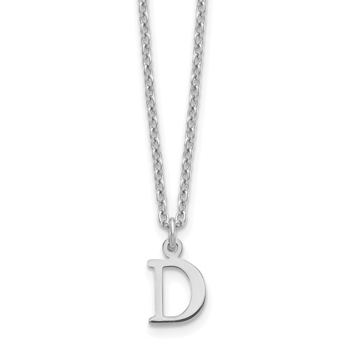 Sterling Silver Rhodium-plated Cutout Letter D Initial Necklace