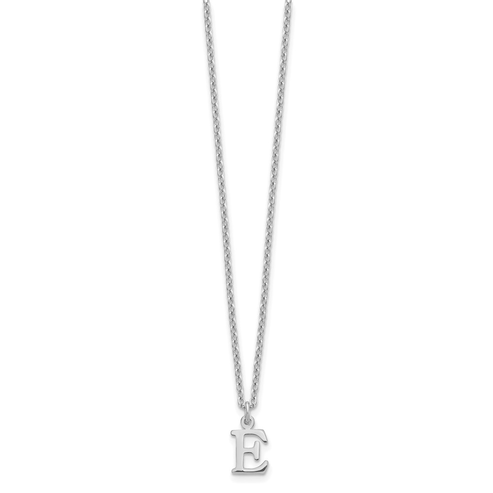 Sterling Silver Rhodium-plated Cutout Letter E Initial Necklace (XNA727SS/E)