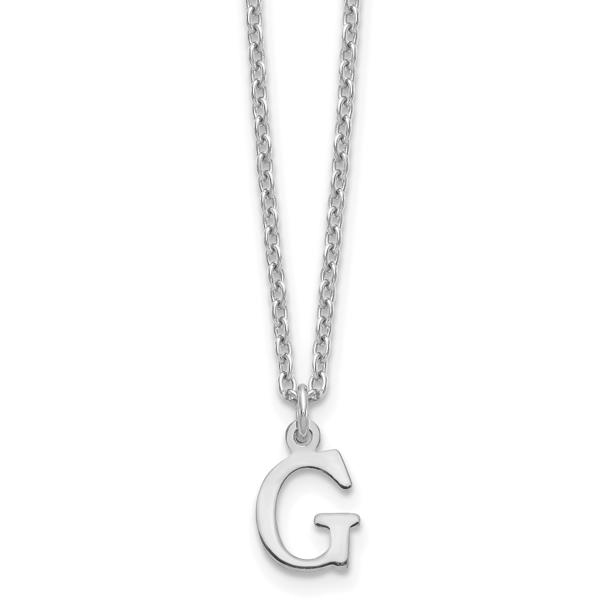 Sterling Silver Rhodium-plated Cutout Letter G Initial Necklace (XNA727SS/G)