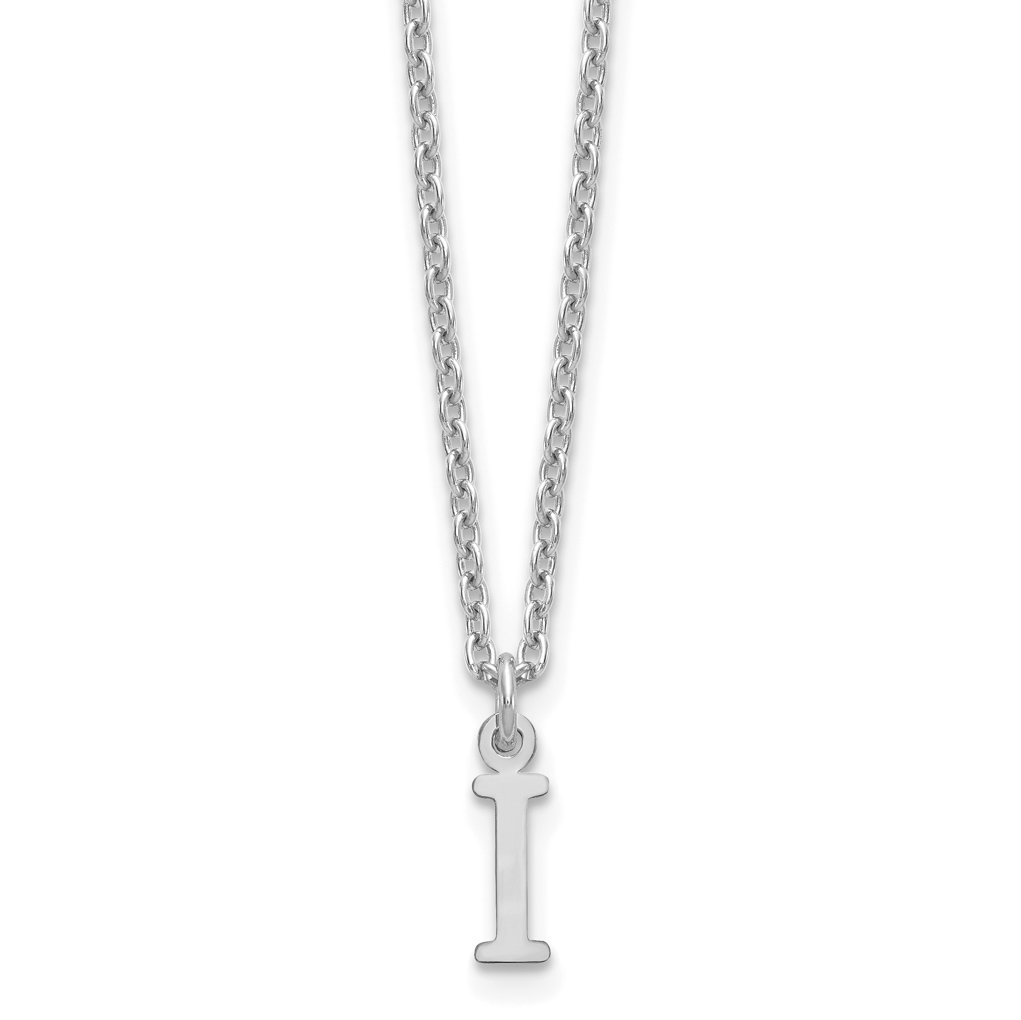 Sterling Silver Rhodium-plated Cutout Letter I Initial Necklace (XNA727SS/I)