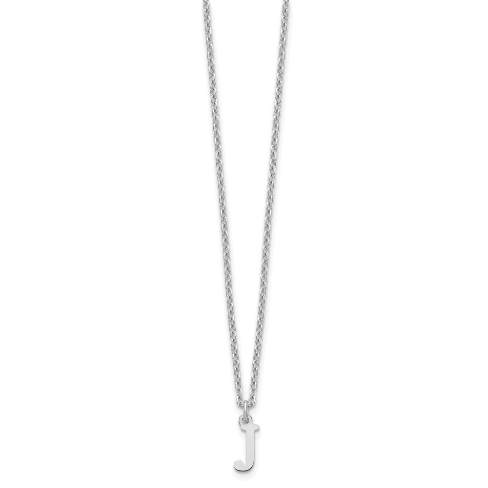 Sterling Silver Rhodium-plated Cutout Letter J Initial Necklace (XNA727SS/J)