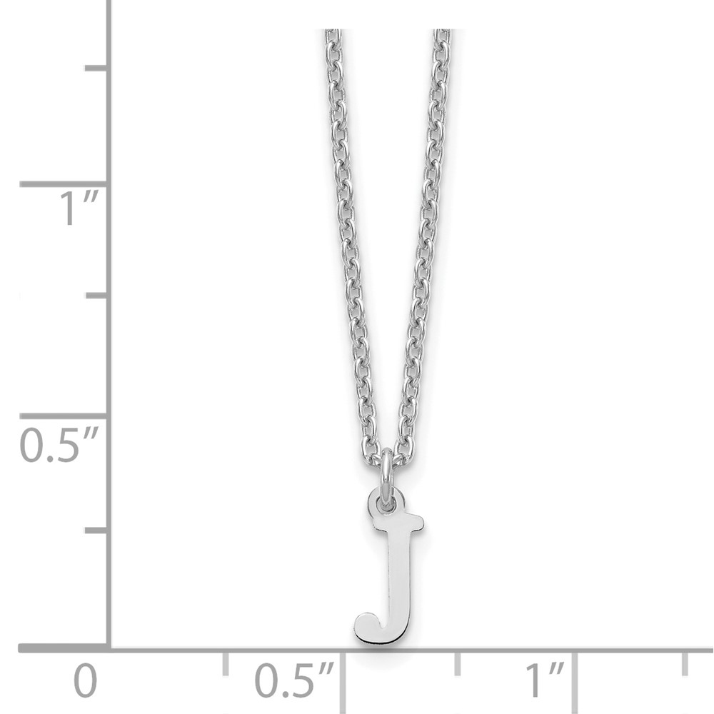Sterling Silver Rhodium-plated Cutout Letter J Initial Necklace (XNA727SS/J)