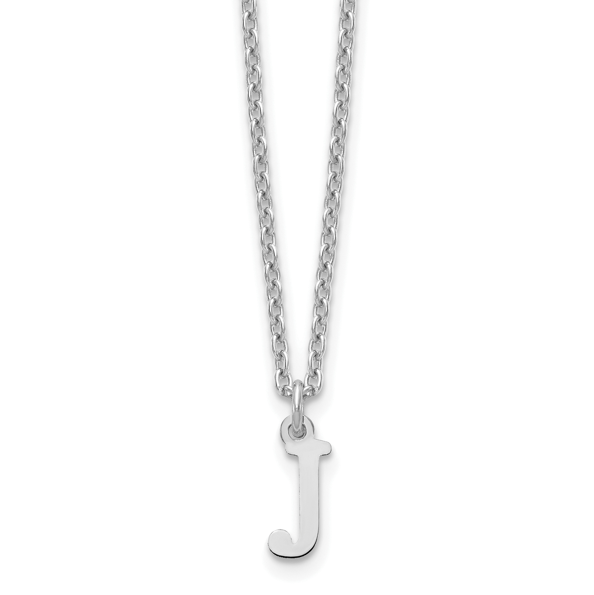Sterling Silver Rhodium-plated Cutout Letter J Initial Necklace (XNA727SS/J)